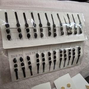 24PCS Black Hair Pins with Rhinestones